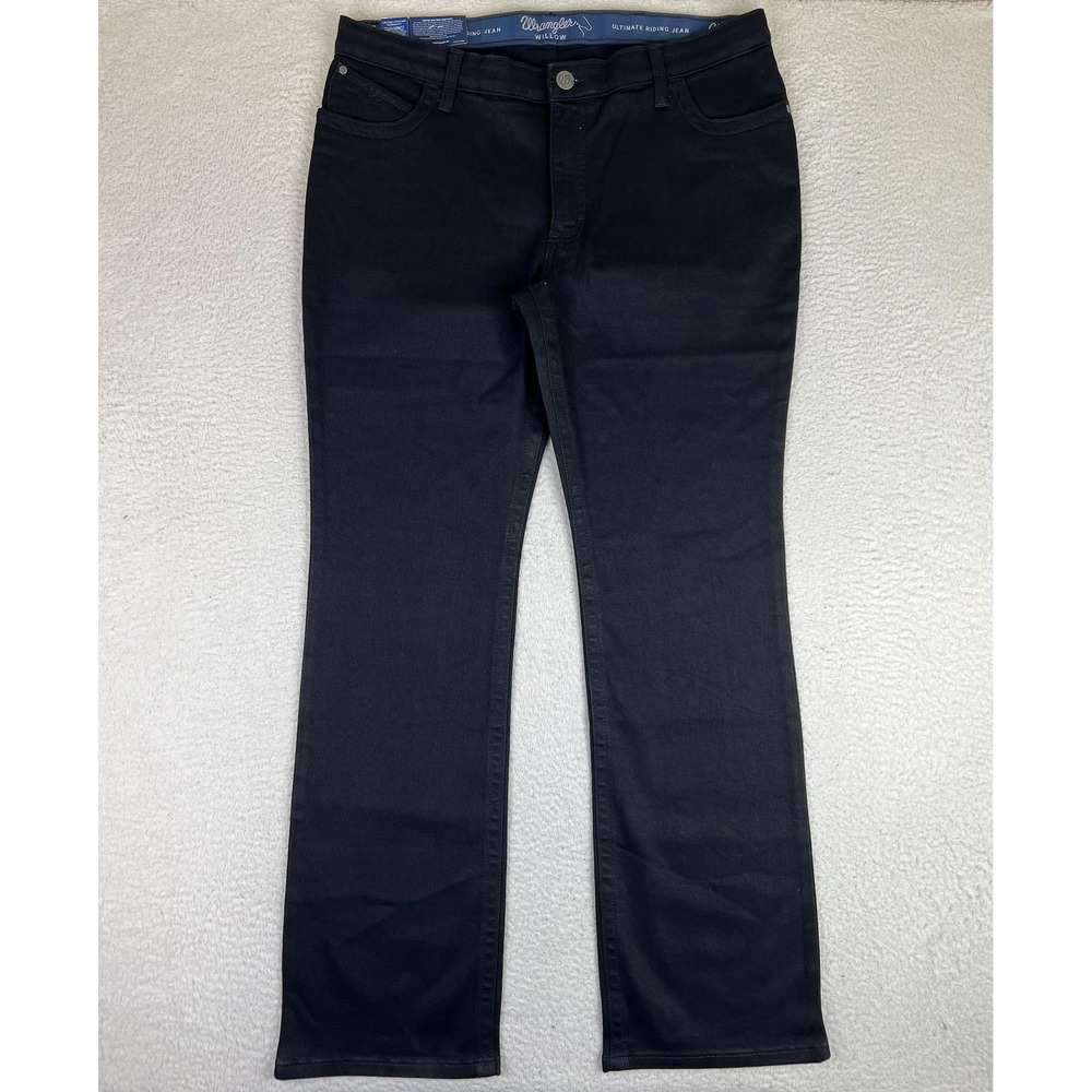 Wrangler Willow Boot Cut Jeans Womens 34/17X34 Black Dark Wash Stretch Denim NEW